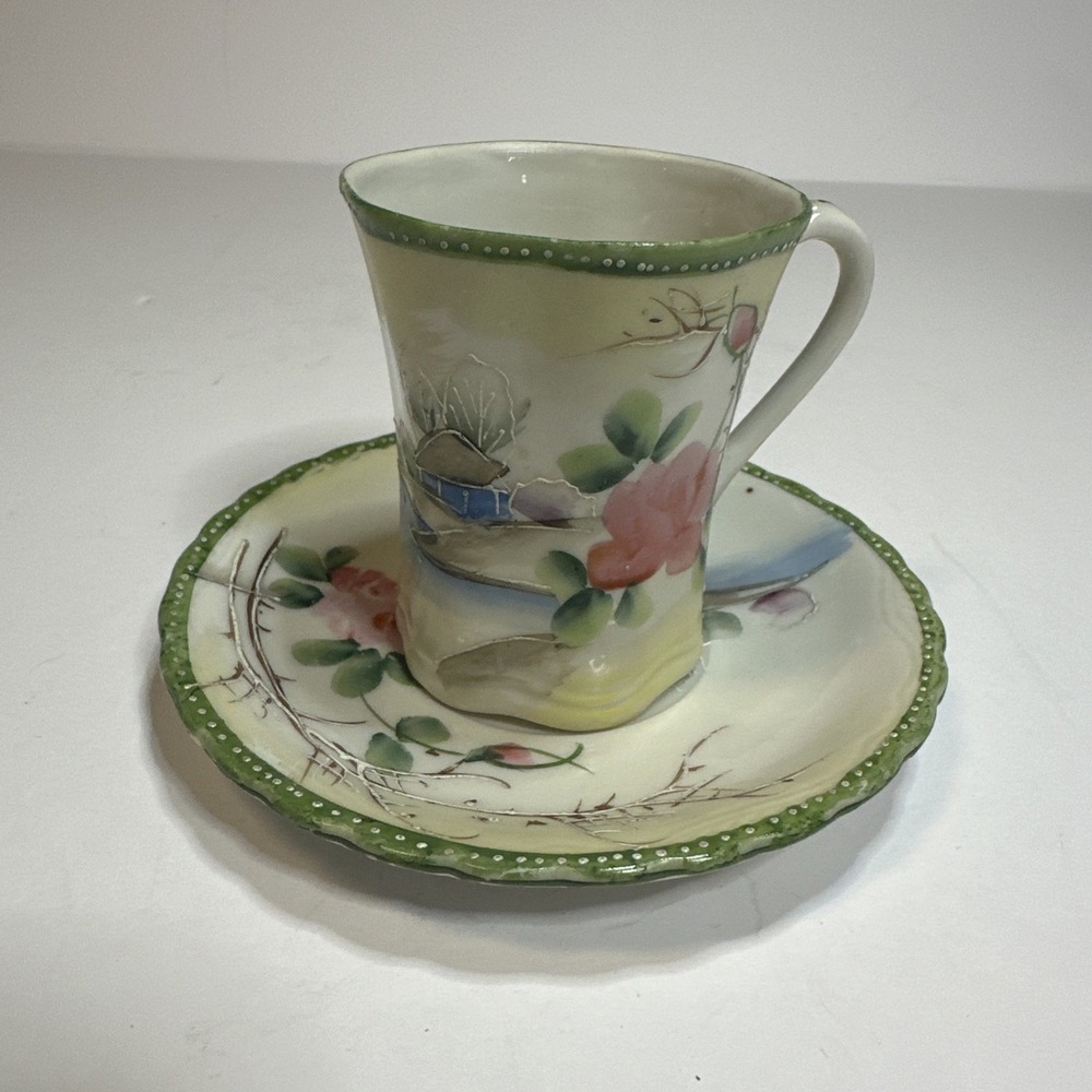 Cup and Saucer Takito Diamond TT Hand Painted Made In Japan